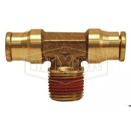 Dixon Push-In Branch Tee, 1/4 x 3/8 in Nominal, MNPT x Tube, Brass, Domestic 7212X8